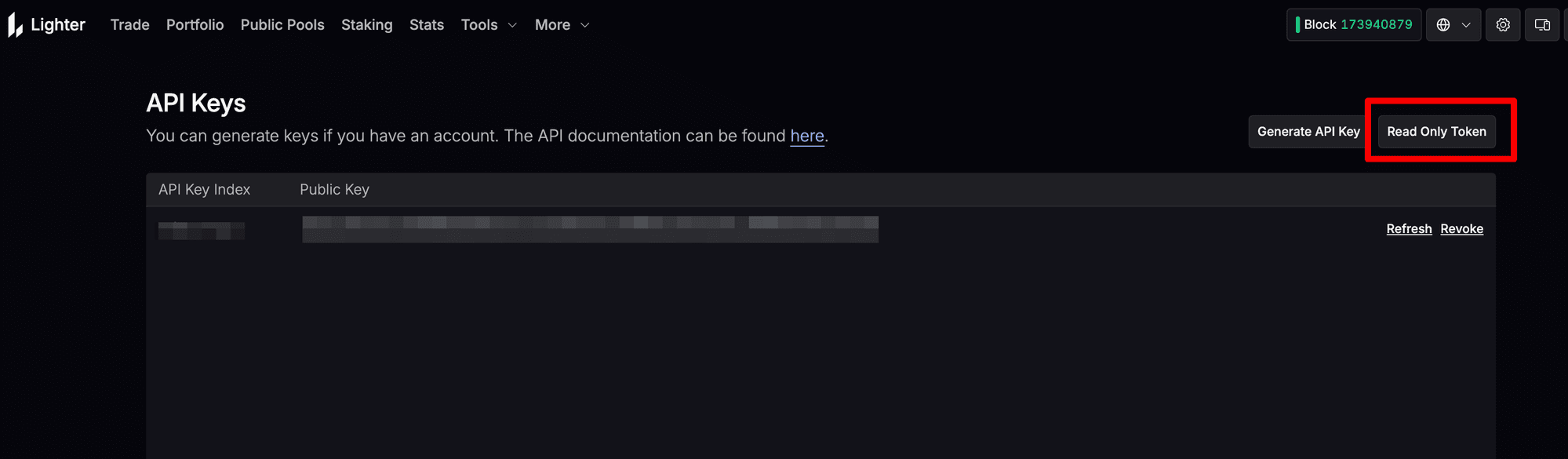 Lighter read-only API token setup